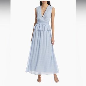New! LDT V-Neck Flounce Chiffon Gown‎
